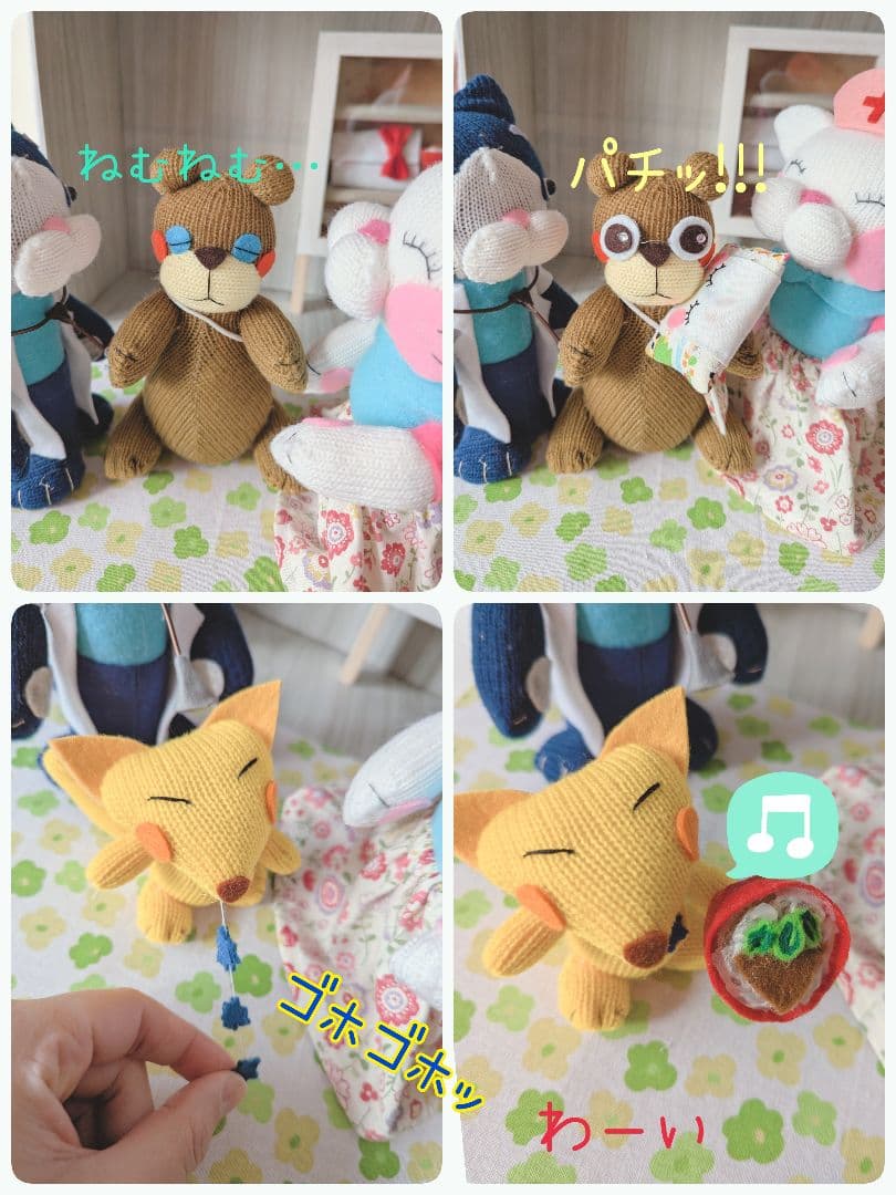 ゆなママ様オーダー品　ねこのお医者さんテーブルシアター　手袋シアター