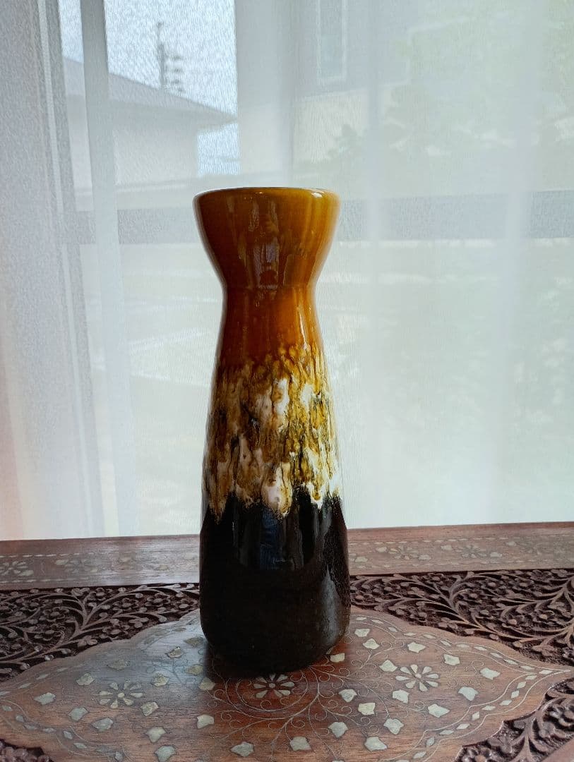 西ドイツ製　ビンテージ花瓶　ブラウン・黒グラデーション　Scheurich