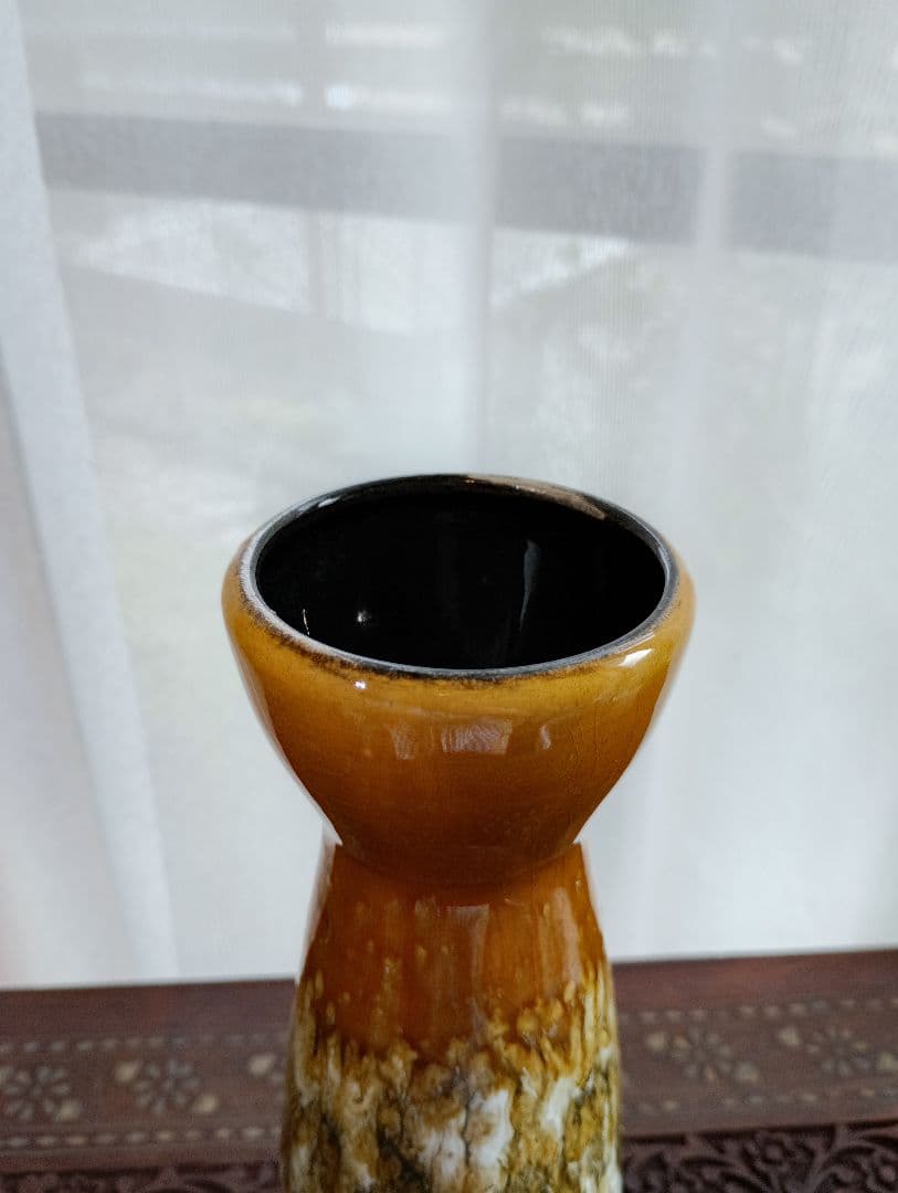 西ドイツ製　ビンテージ花瓶　ブラウン・黒グラデーション　Scheurich