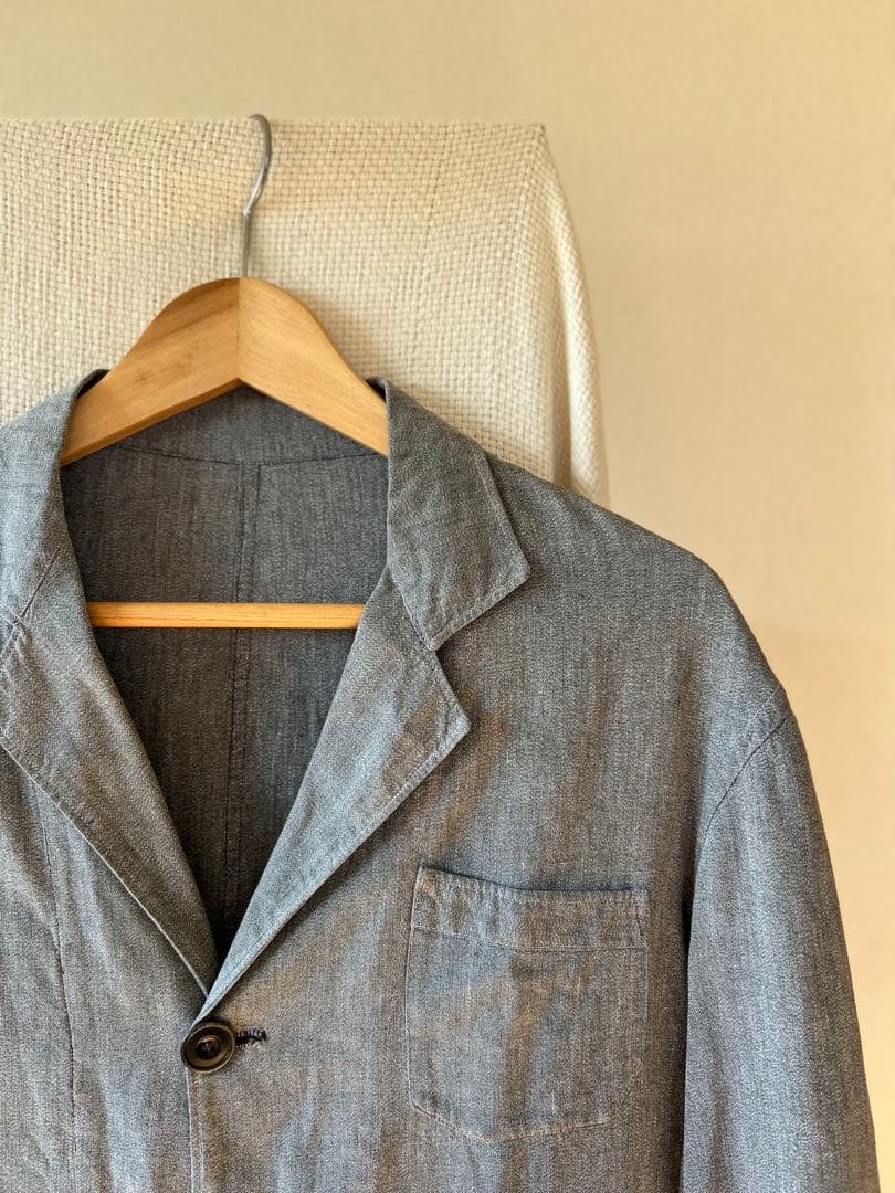 40s 50s フレンチワーク ブラックシャンブレー 平織りアトリエコート
