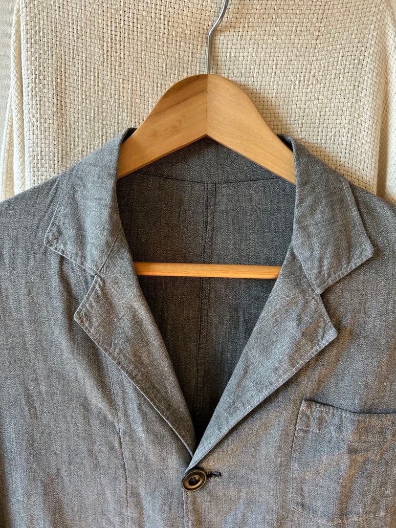 40s 50s フレンチワーク ブラックシャンブレー 平織りアトリエコート