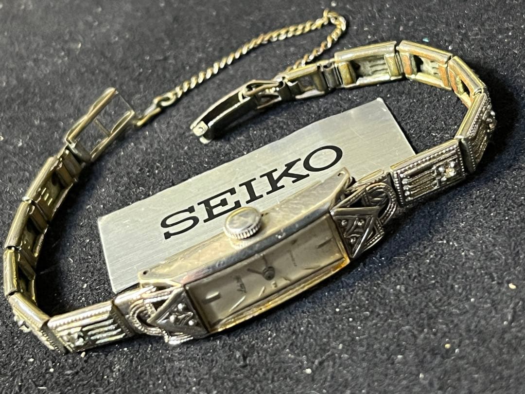★ 稼働品 アンティーク 14KWG Lady SEIKO レディース 腕時計