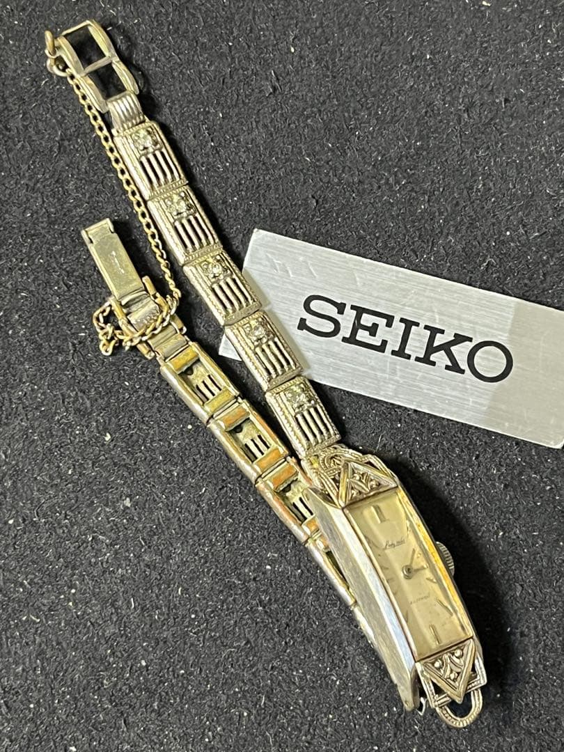 ★ 稼働品 アンティーク 14KWG Lady SEIKO レディース 腕時計