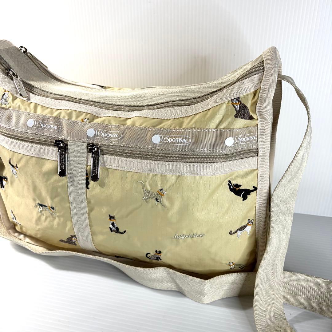 希少 新品 レスポートサック 猫刺繍 完売品 デラックスエブリデイ ベージュ