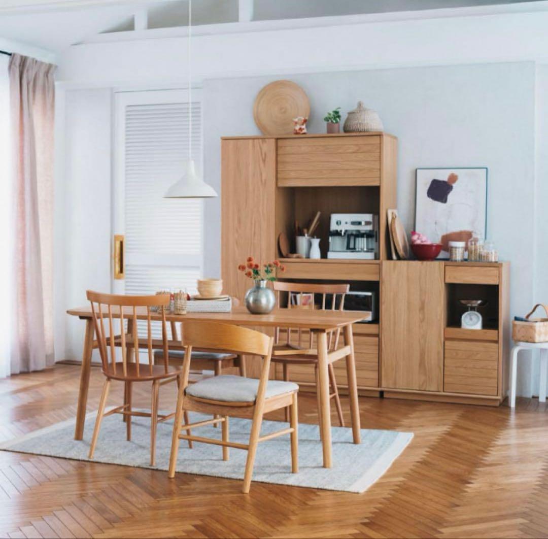 【送料込み】unico SOLK キッチンカウンター 食器棚　W1200