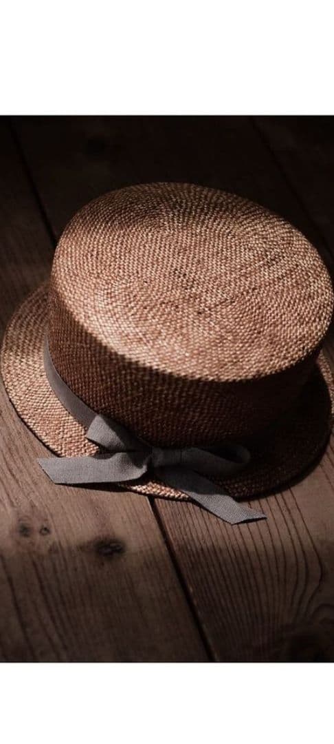 カワムラ帽子店、瑠璃、草木染めリボン、カンカン帽