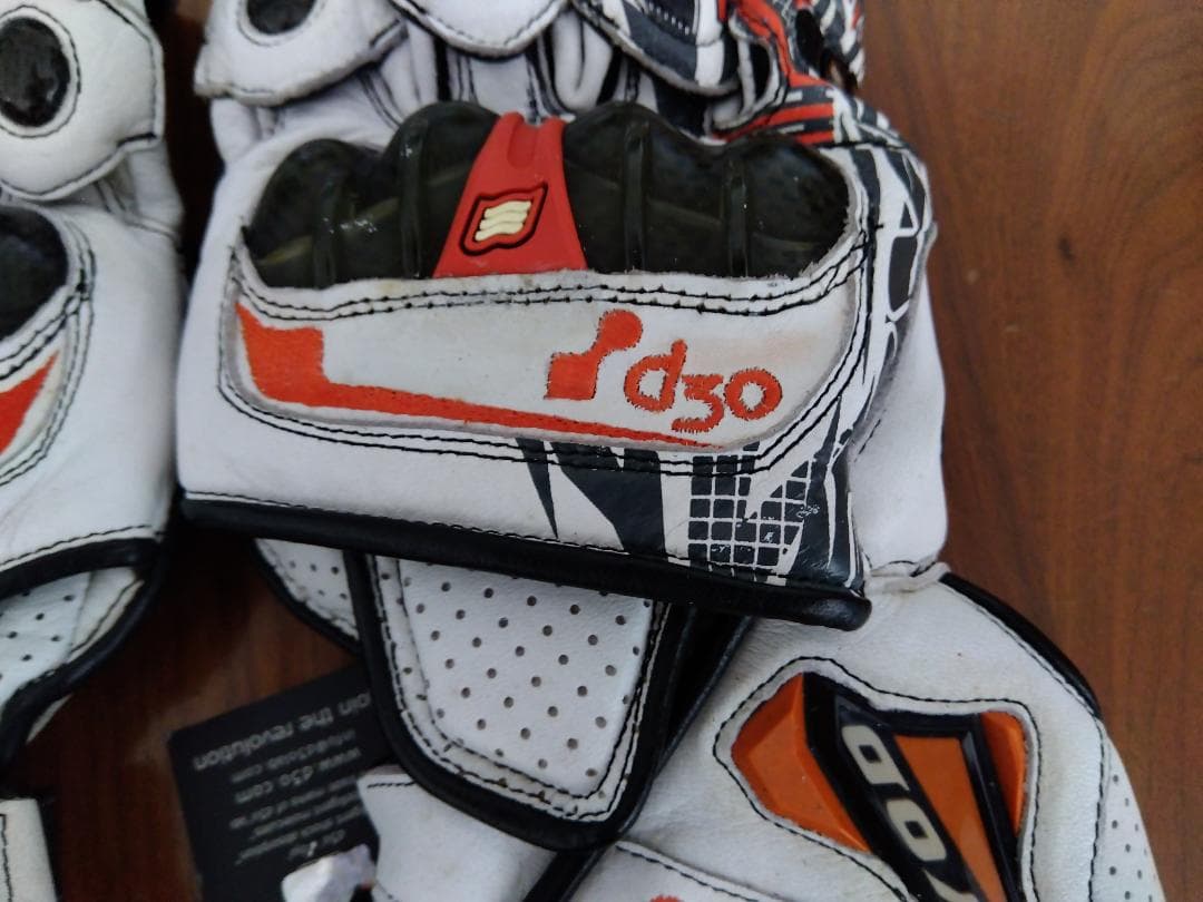 HYODバイク用グローブ ホワイト/オレンジ サイズＬ