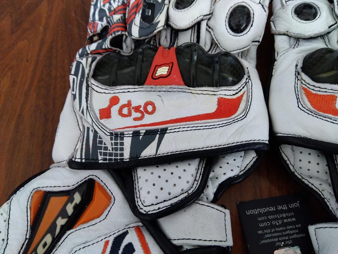 HYODバイク用グローブ ホワイト/オレンジ サイズＬ