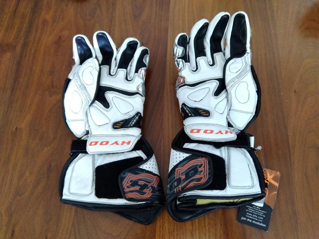 HYODバイク用グローブ ホワイト/オレンジ サイズＬ