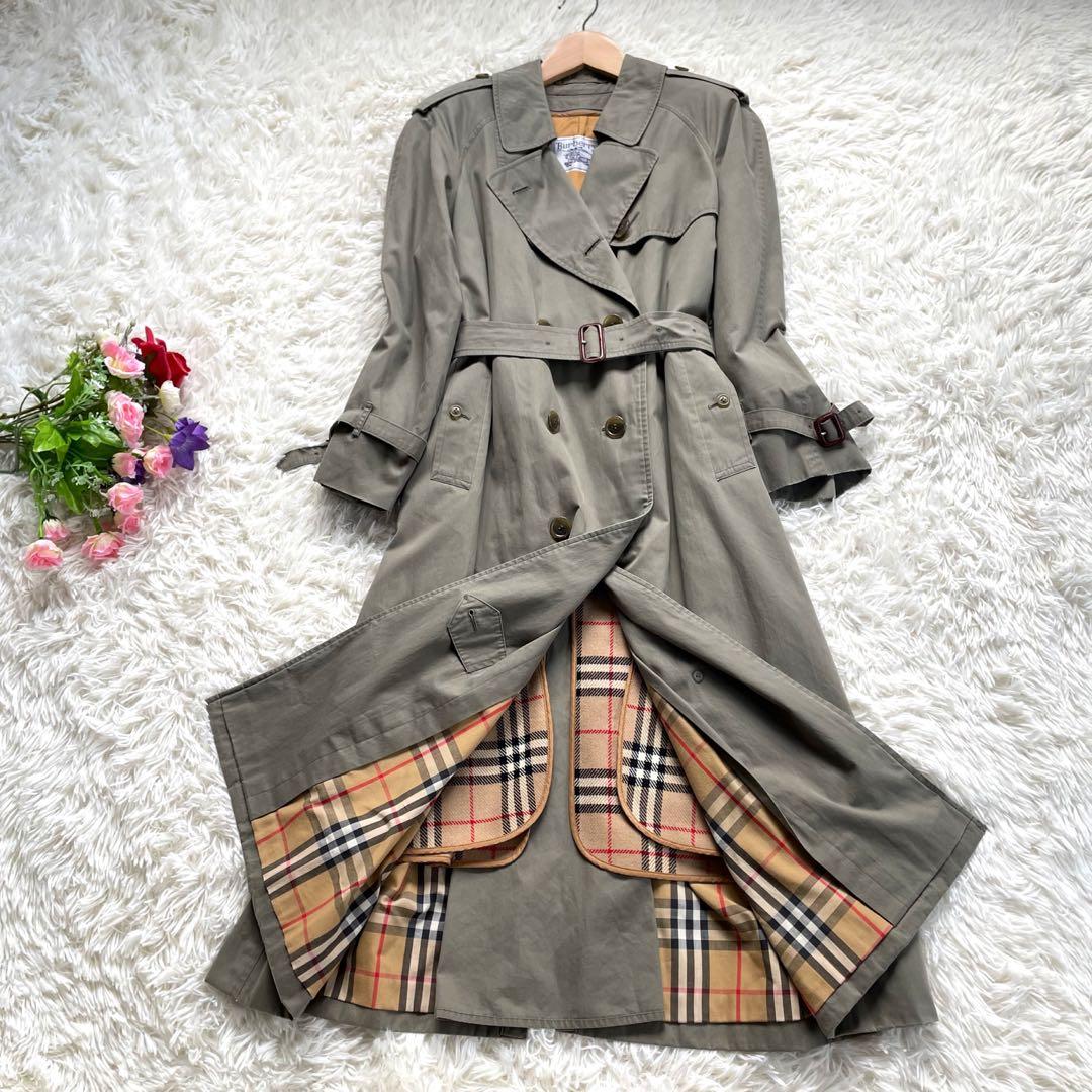 Burberrys バーバリーカーキトレンチコートノバチェックライナーベルト付属