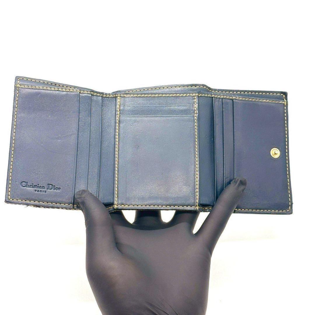 s*o様 クリスチャンディオール 三つ折り財布 トロッター柄 Dロゴ キャンバス