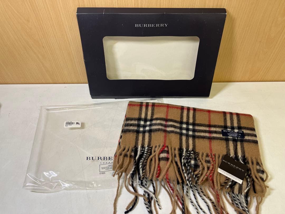 G609 未使用 タグ付き BURBERRY LONDON マフラー カシミア
