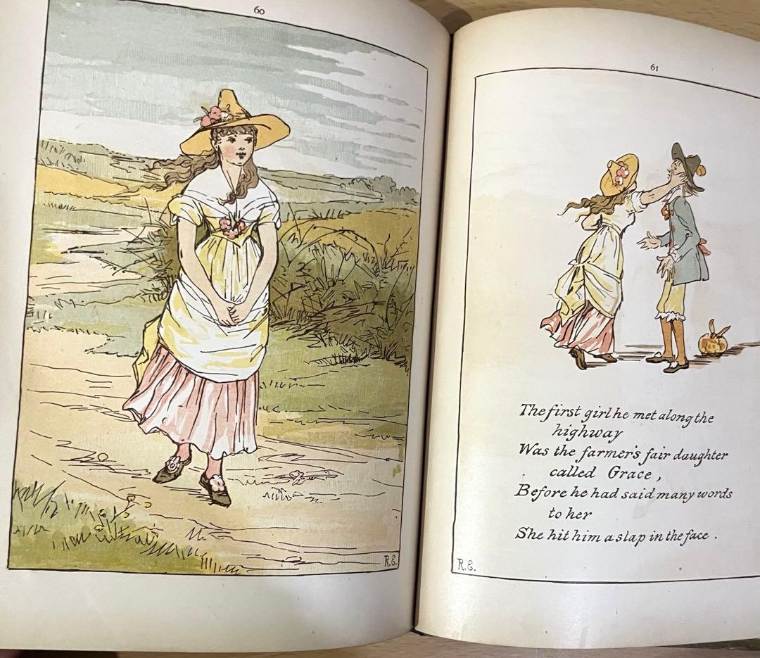 No416希少 アンティーク 古書 洋書 絵本 ビクトリアン 児童書 民謡 童謡