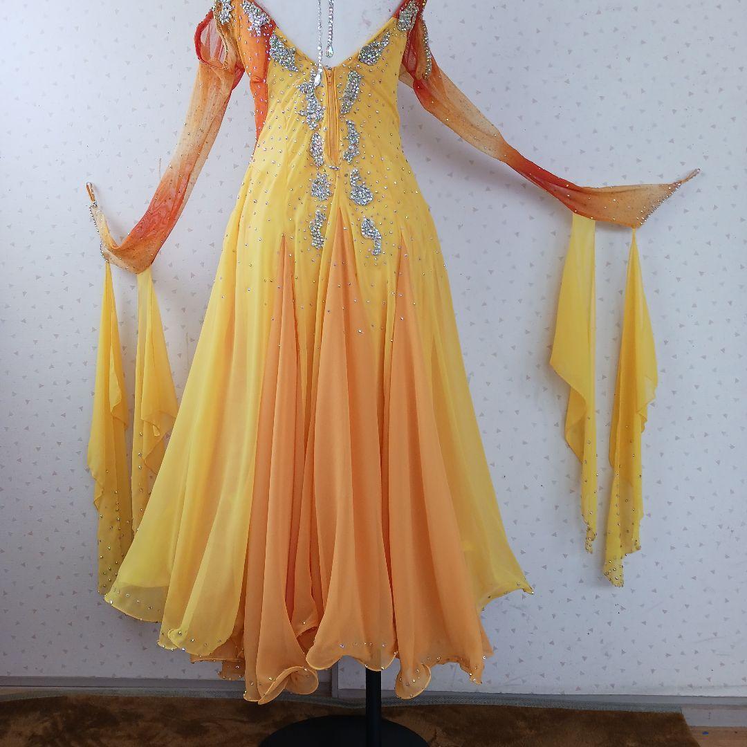 社交ダンスドレス オレンジと黄色のグラデーション