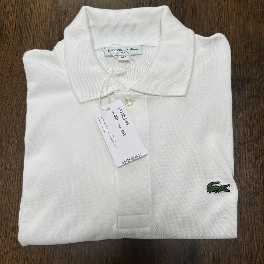 新品タグ付き ラコステポロシャツ白　L1212 クラシックフィット