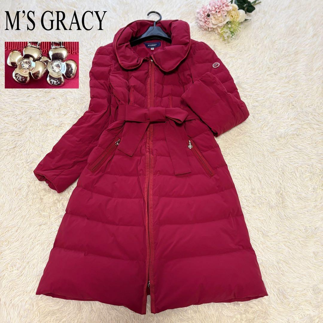 【美品】ダウンコート　リボン　エムズグレイシー　カメリアダブルジップジップ　38