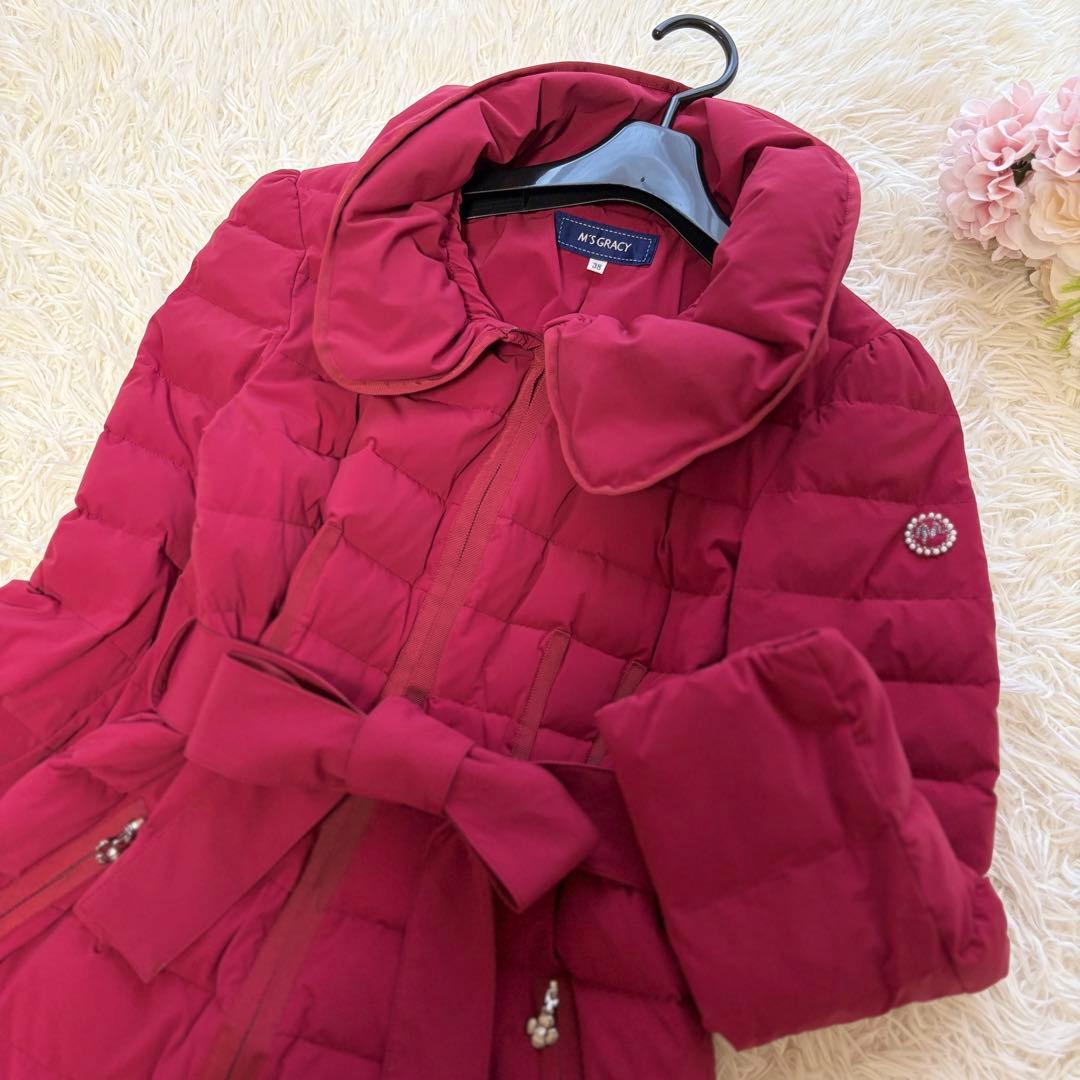 【美品】ダウンコート　リボン　エムズグレイシー　カメリアダブルジップジップ　38