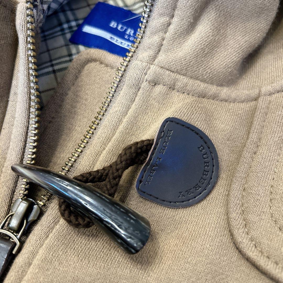 バーバリーブルーレーベル パーカー ファー ノバチェック y2k M ベージュ