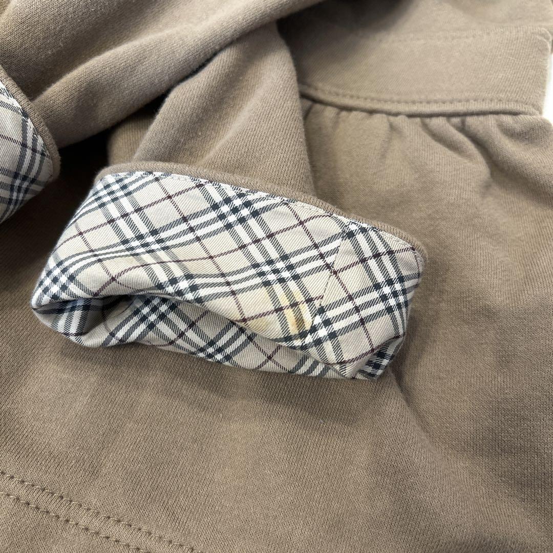 バーバリーブルーレーベル パーカー ファー ノバチェック y2k M ベージュ