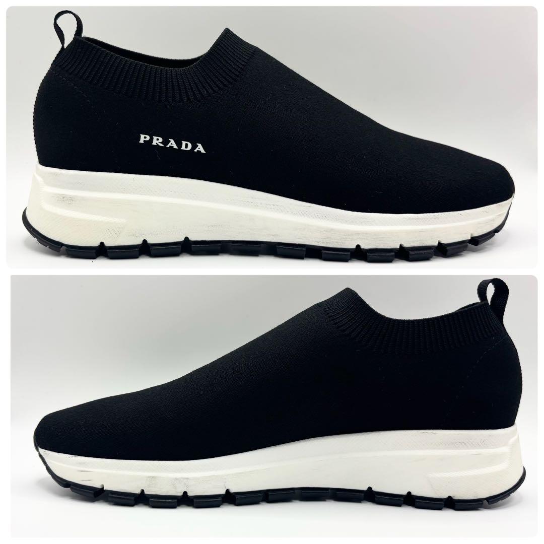 ✨付属品付✨PRADA ソックススニーカー　ニット　スリッポン　ロゴ　ブラック