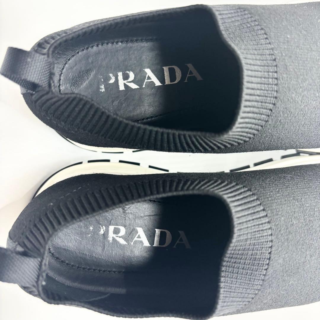 ✨付属品付✨PRADA ソックススニーカー　ニット　スリッポン　ロゴ　ブラック