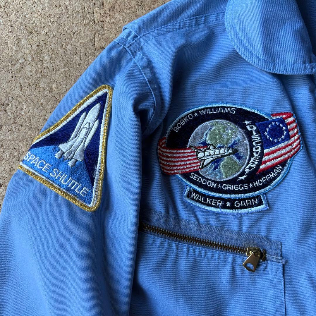 80sビンテージUSA製【NASA・ジャンプスーツ・つなぎ】水色