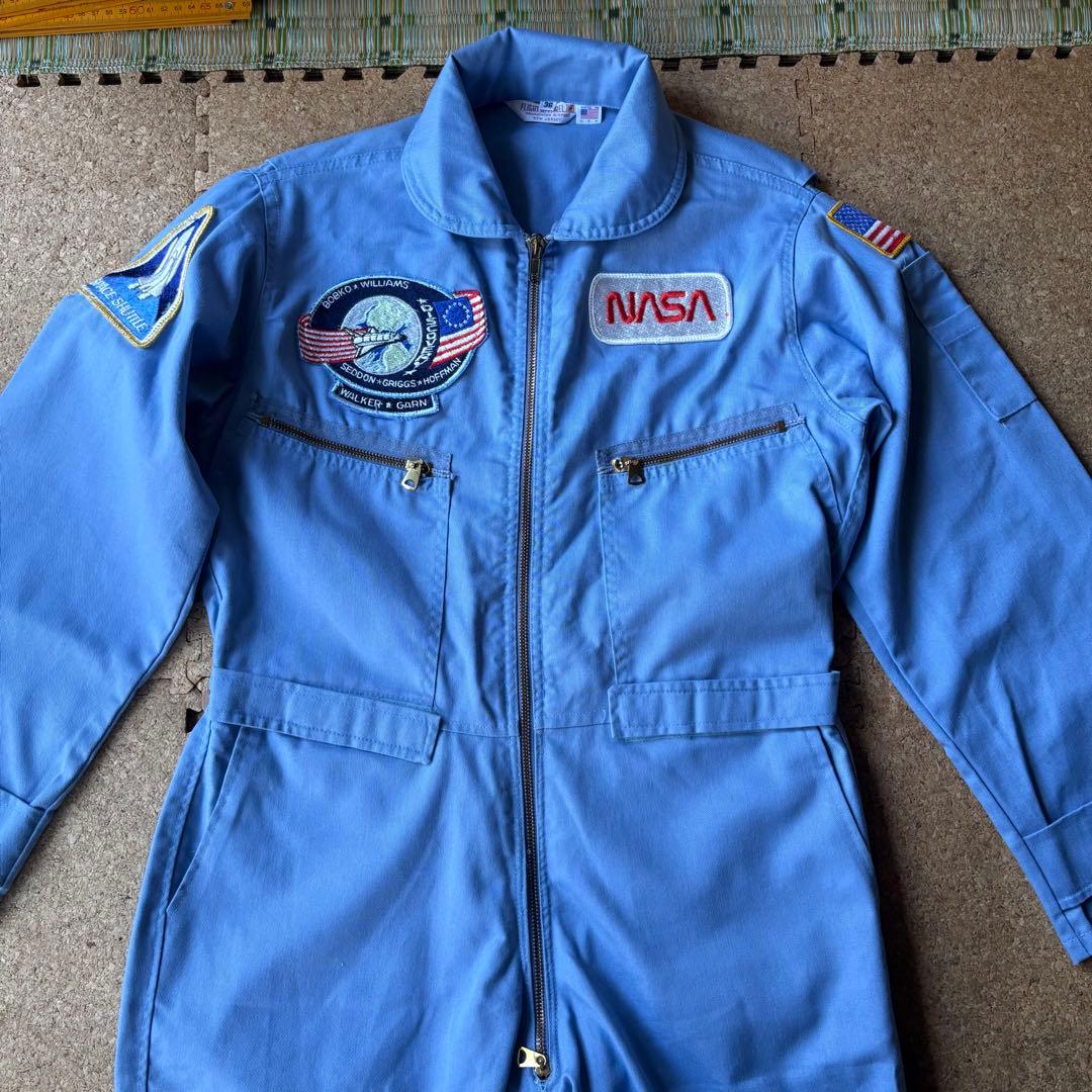 80sビンテージUSA製【NASA・ジャンプスーツ・つなぎ】水色