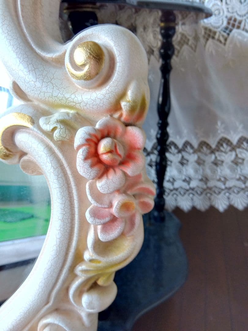 ロココ調　姫系ロマンチック壁掛けミラー　中古