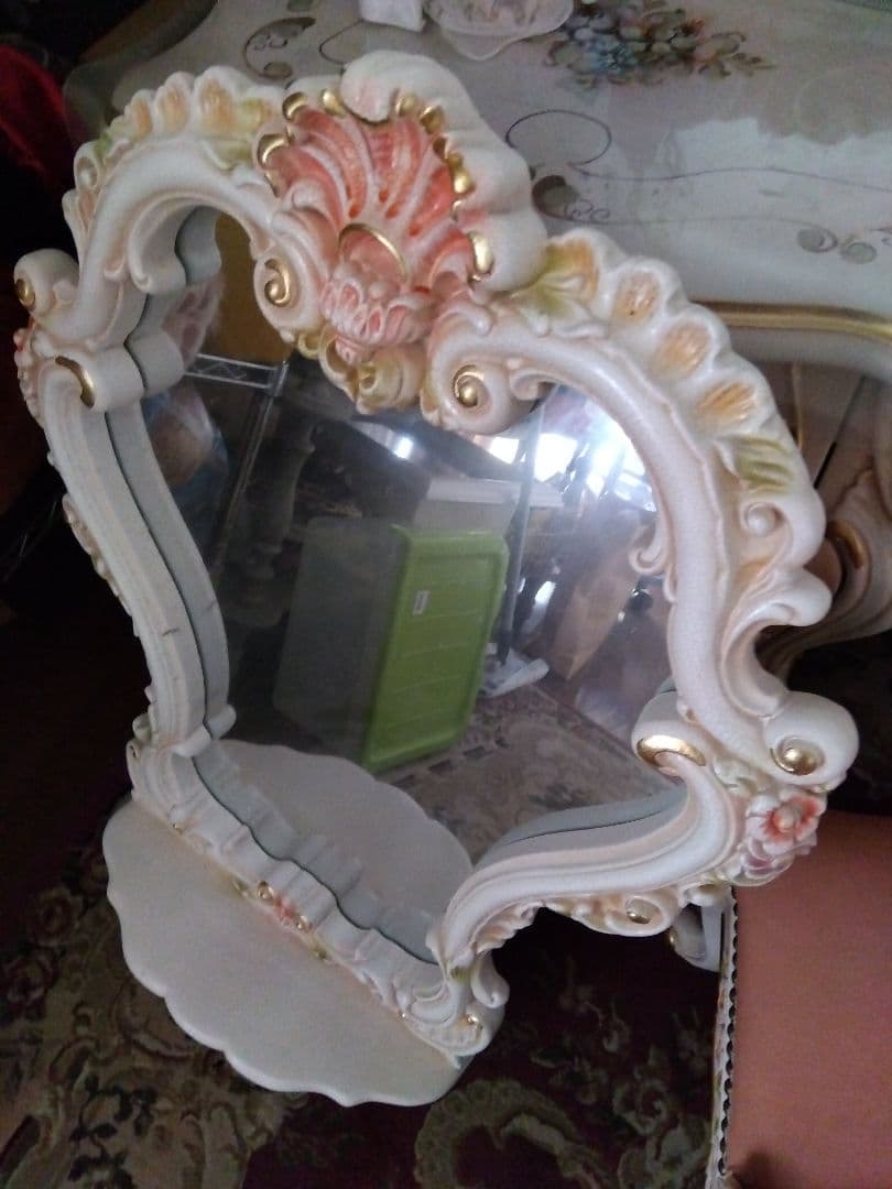 ロココ調　姫系ロマンチック壁掛けミラー　中古