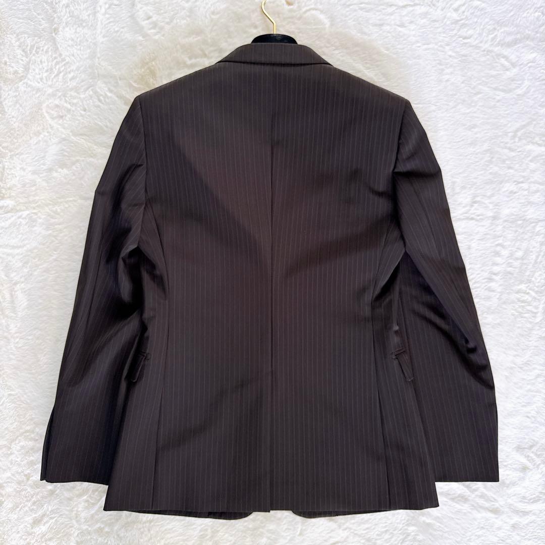 【COMME CA MEN】スーツ 3ピース ブラウン ストライプ 44サイズ