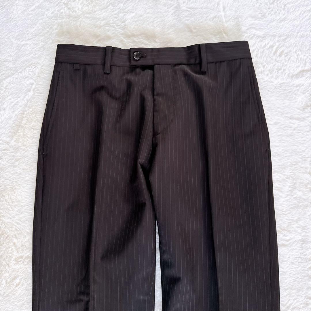 【COMME CA MEN】スーツ 3ピース ブラウン ストライプ 44サイズ
