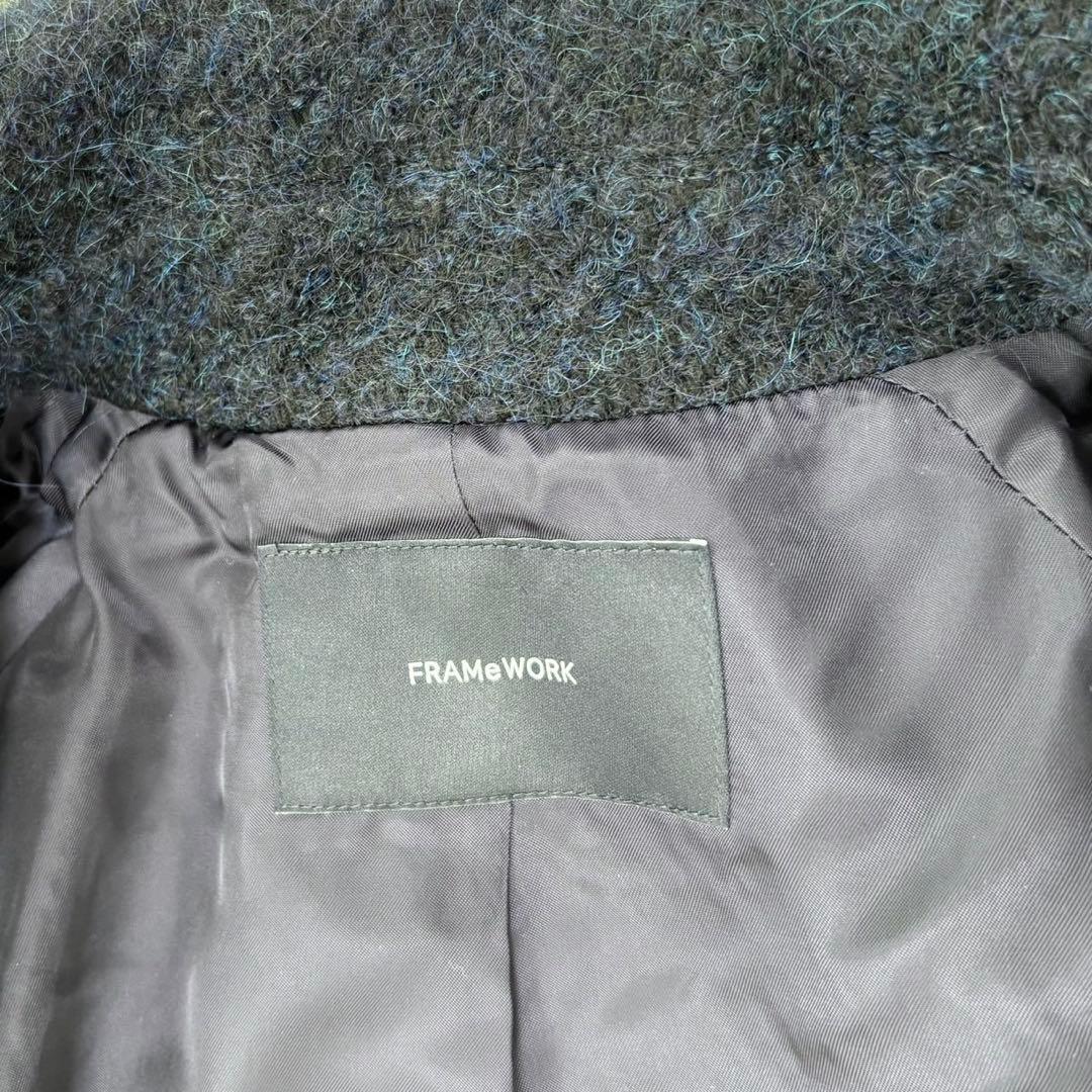 フレームワーク ループツイード バルカラーコート 定価5.7千円 ネイビー