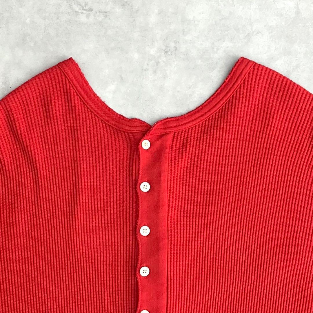 アメリカーナ ロングワンピース サーマル ワッフル ヘンリーネック 2WAY 赤