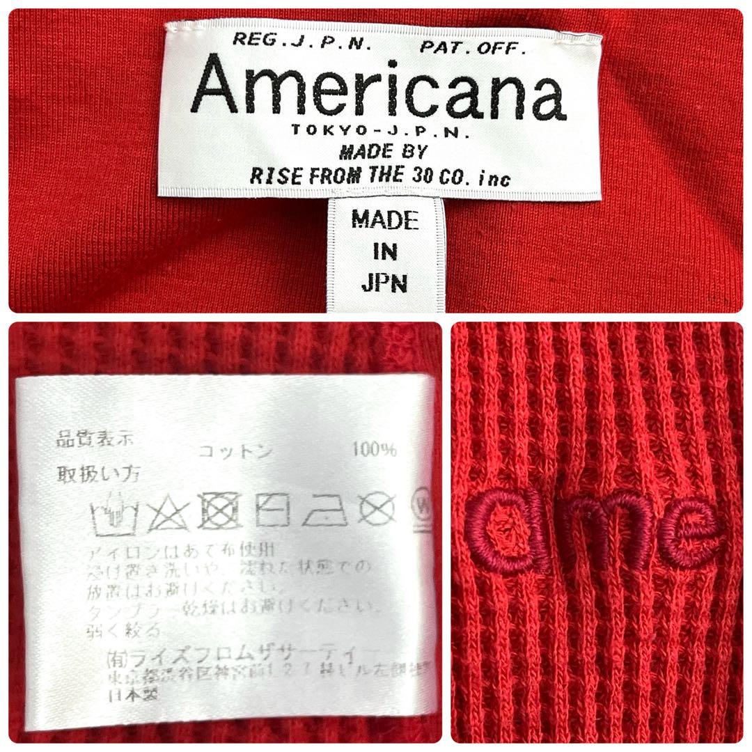 アメリカーナ ロングワンピース サーマル ワッフル ヘンリーネック 2WAY 赤