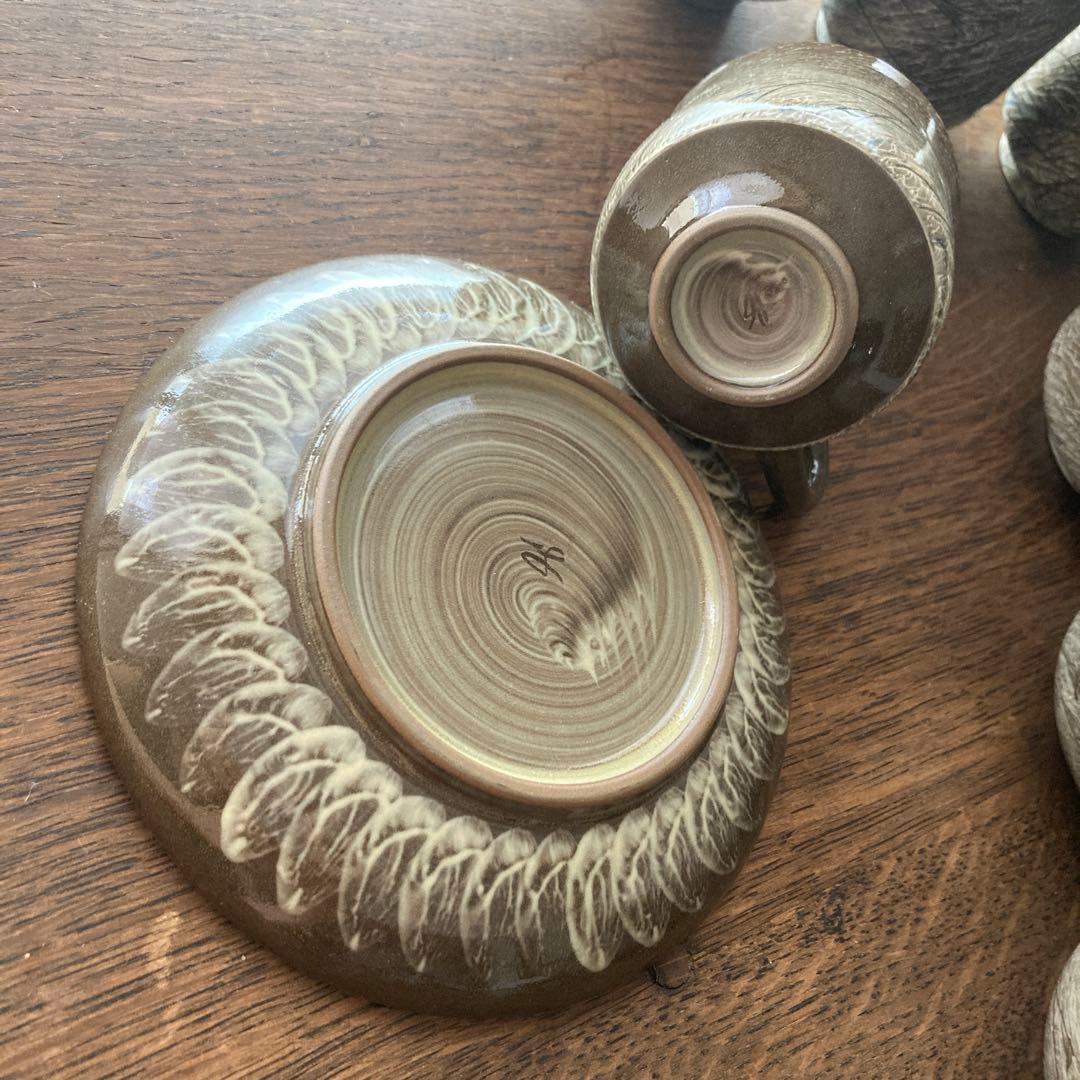 現川焼　臥牛窯　食器　まとめ　珈班碗皿　湯呑　菓子鉢　小皿　茶道具　16点