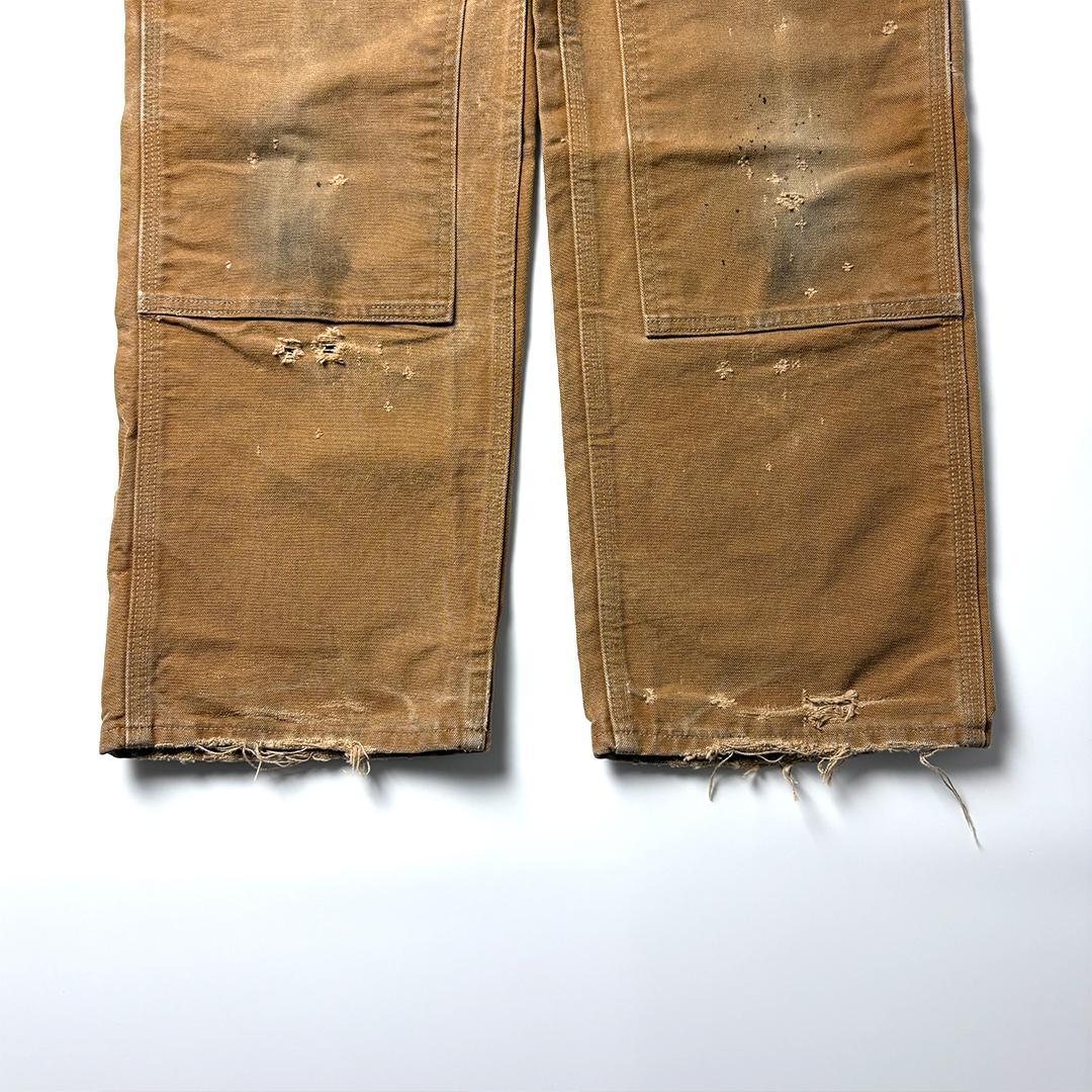 carhartt ダブルニー usa製 W32 L30 ブラウン 鬼フェード
