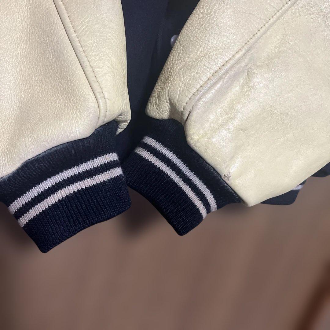 VAN JAC スタジアムジャンパー　ネイビー　袖皮　 Lサイズ