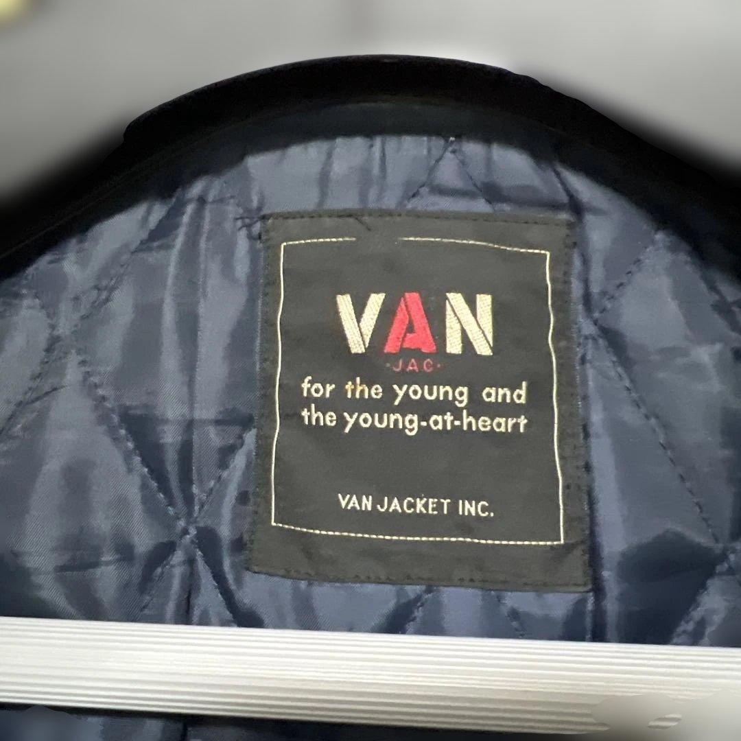 VAN JAC スタジアムジャンパー　ネイビー　袖皮　 Lサイズ