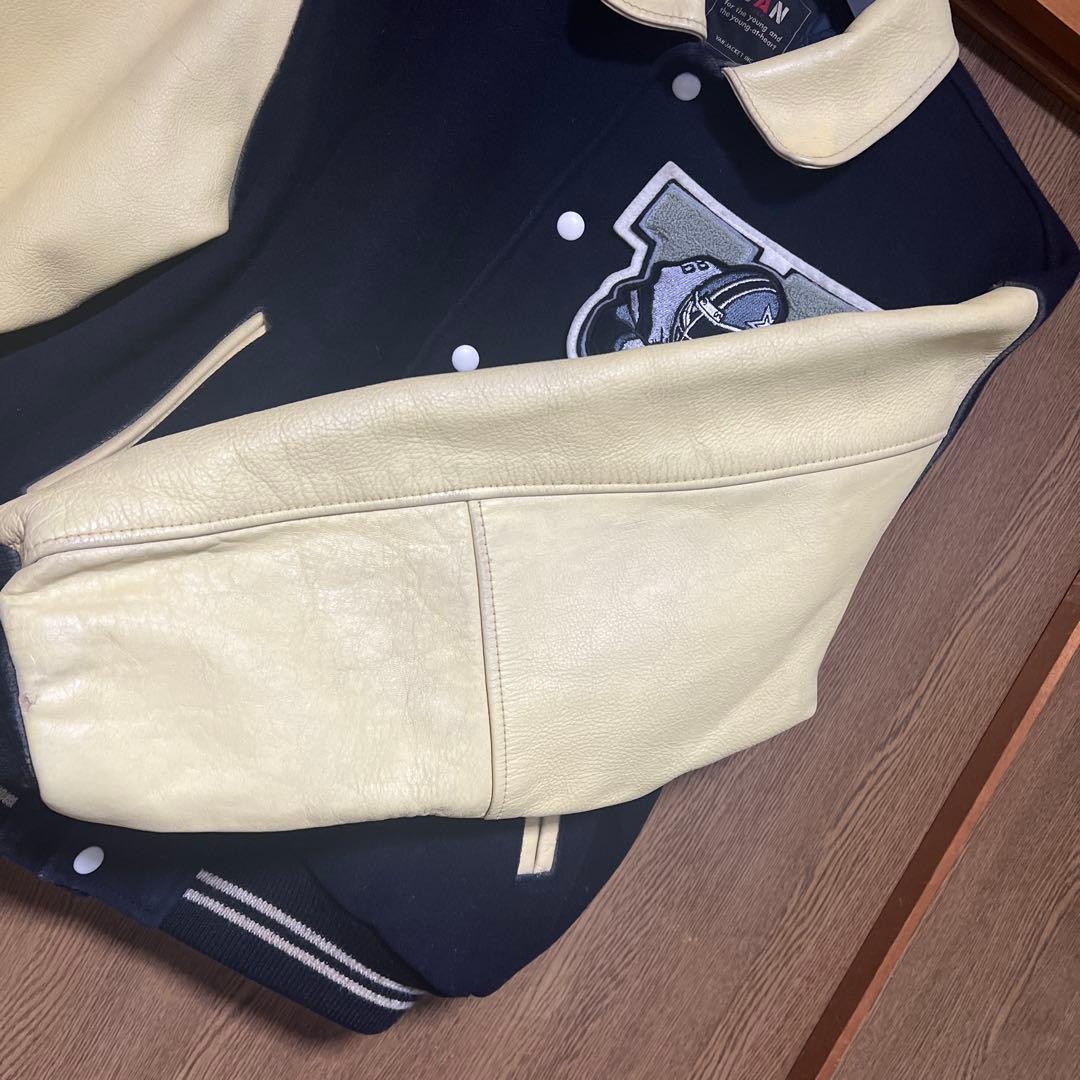 VAN JAC スタジアムジャンパー　ネイビー　袖皮　 Lサイズ