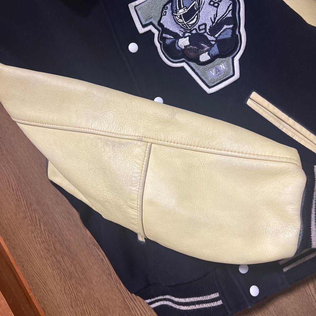 VAN JAC スタジアムジャンパー　ネイビー　袖皮　 Lサイズ