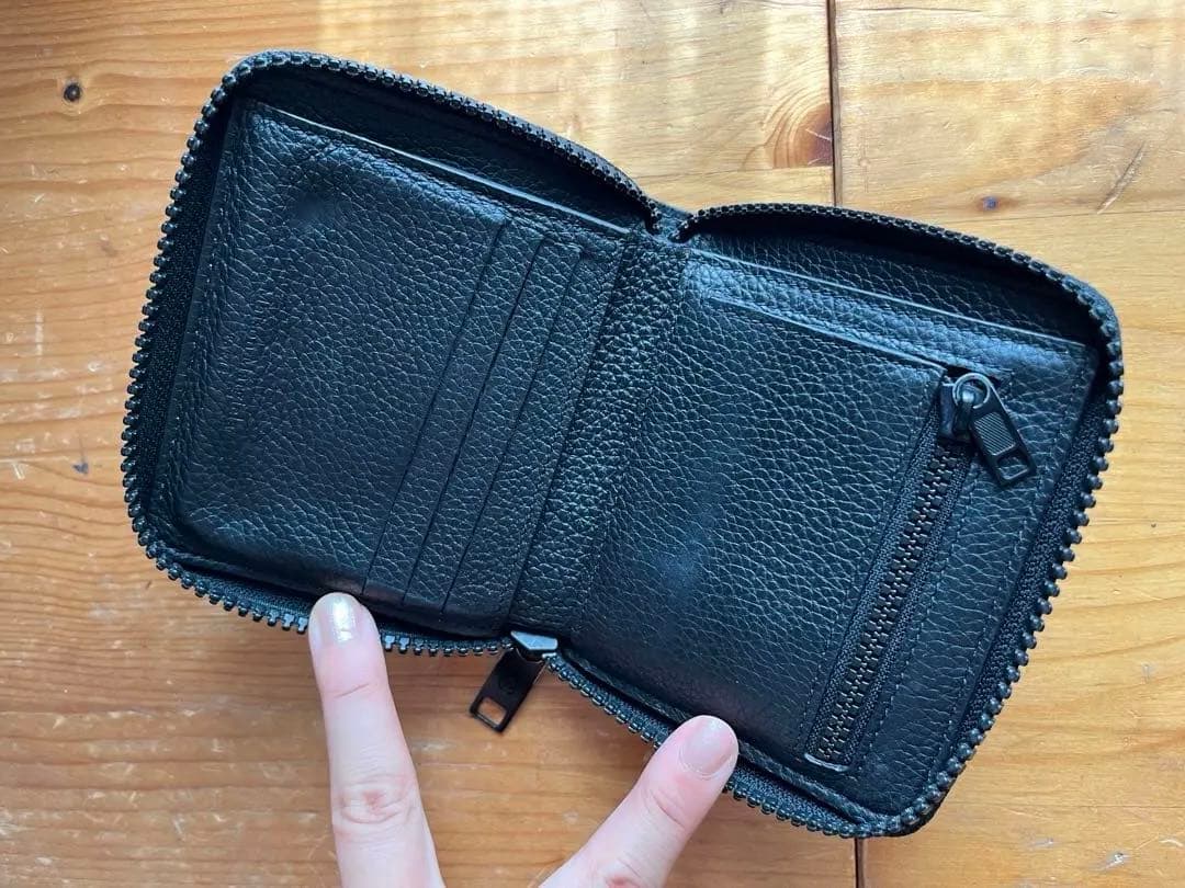 マルジェラ　ブラックレザー ミニ財布 ジッパー付き