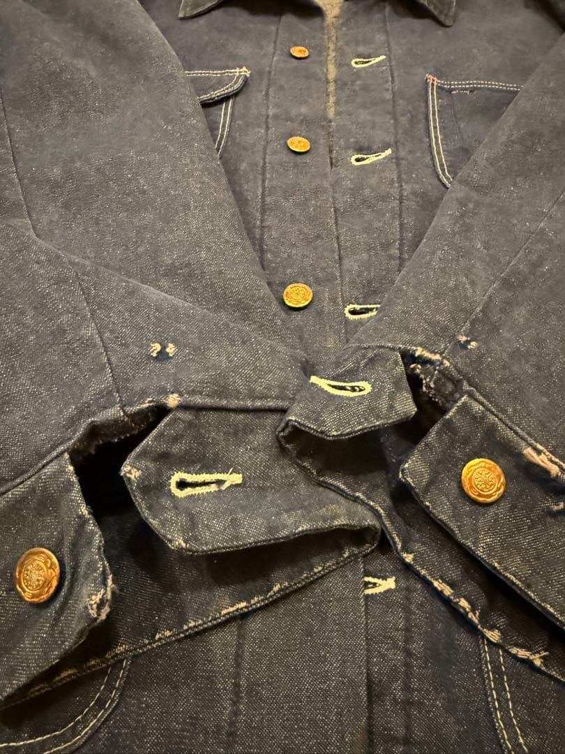 70年代 ブルーベル ラングラー デニムカバーオール ブランケット裏地付き 濃紺