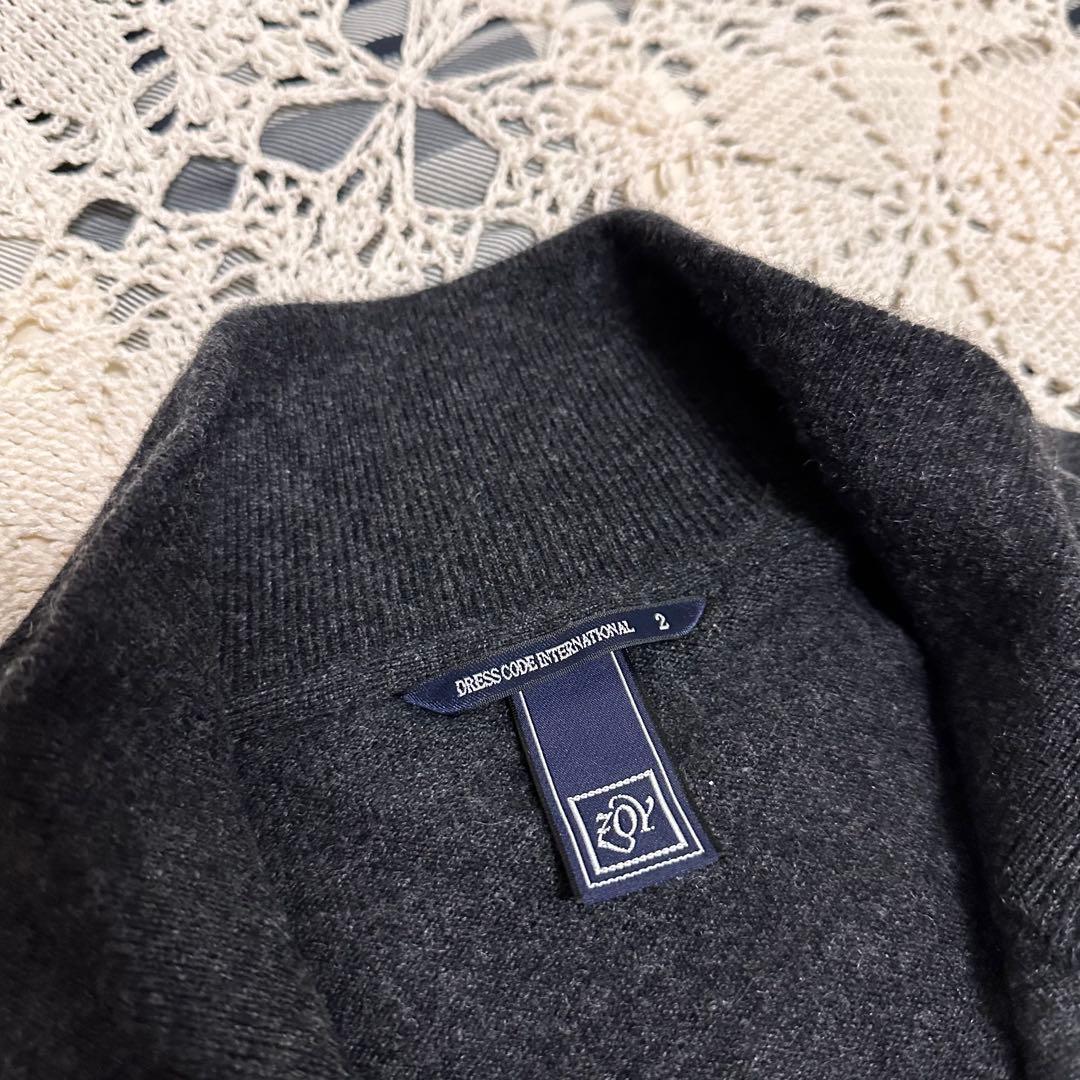 未使用品☆カシミヤ100%☆ゾーイ☆ハーフジップセーター☆グレーブラック
