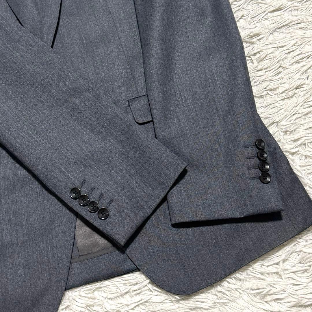 極美品 シルク混 スーツセレクト 光沢 スリーピース セットアップ スーツ A7