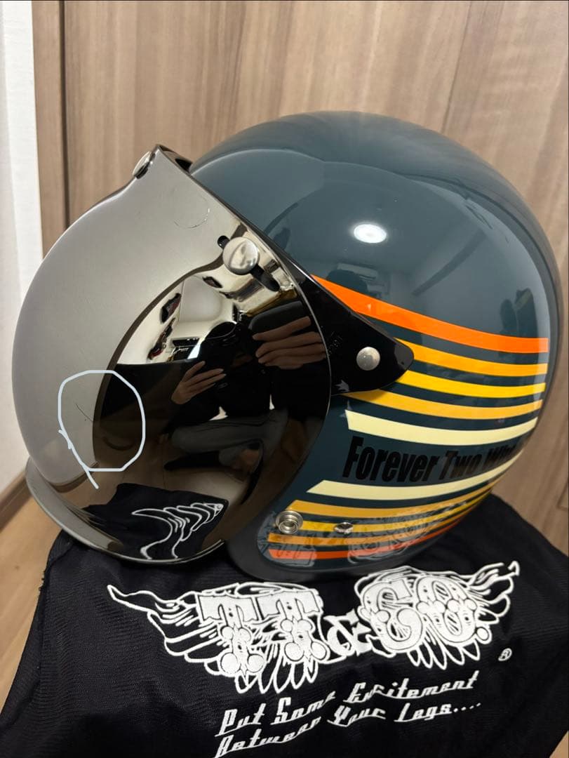 TT&CO ジェットヘルメット スーパーマグナム ミラーシールド付き
