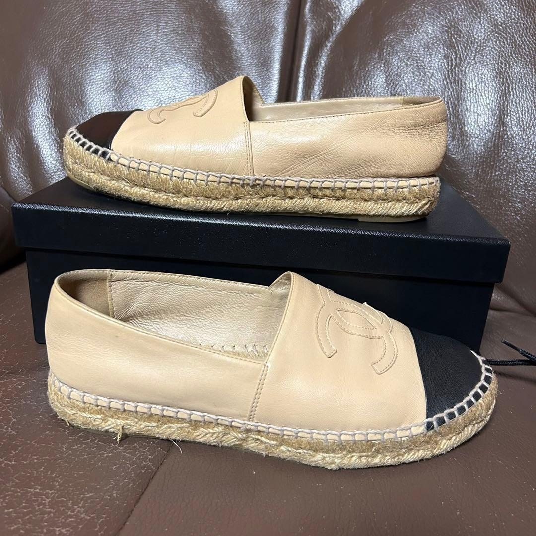 CHANEL 美品　ベージュ　エスパドリーユ 37 23.5 cm バイカラー
