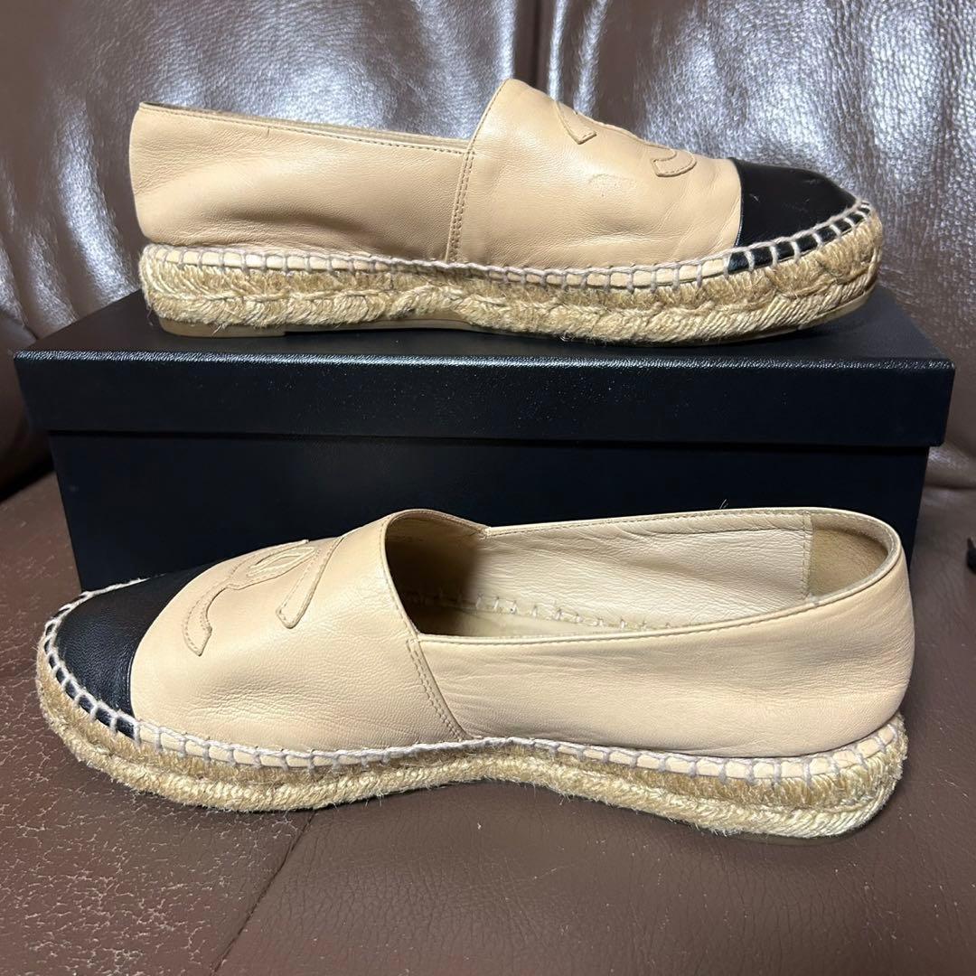 CHANEL 美品　ベージュ　エスパドリーユ 37 23.5 cm バイカラー