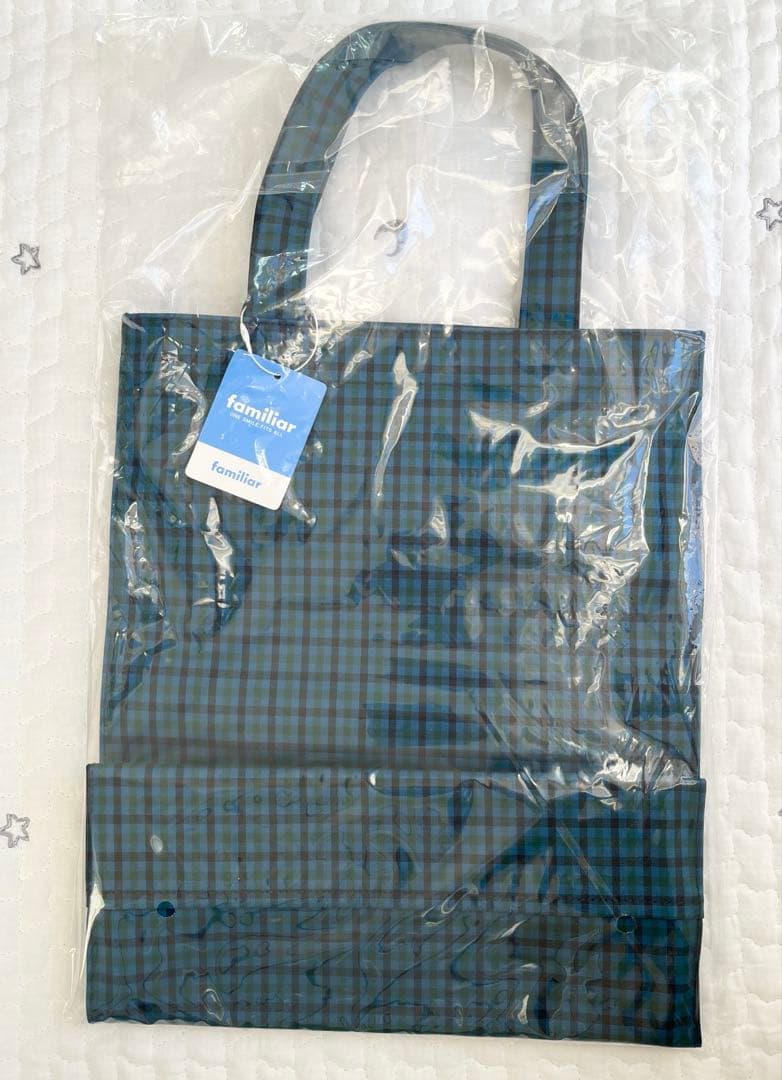 新品未使用タグ付き　ファミリア　チェック　 トートバッグ　大　青