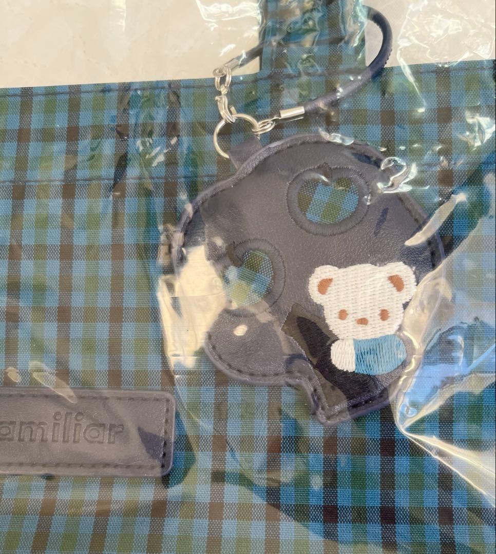 新品未使用タグ付き　ファミリア　チェック　 トートバッグ　大　青