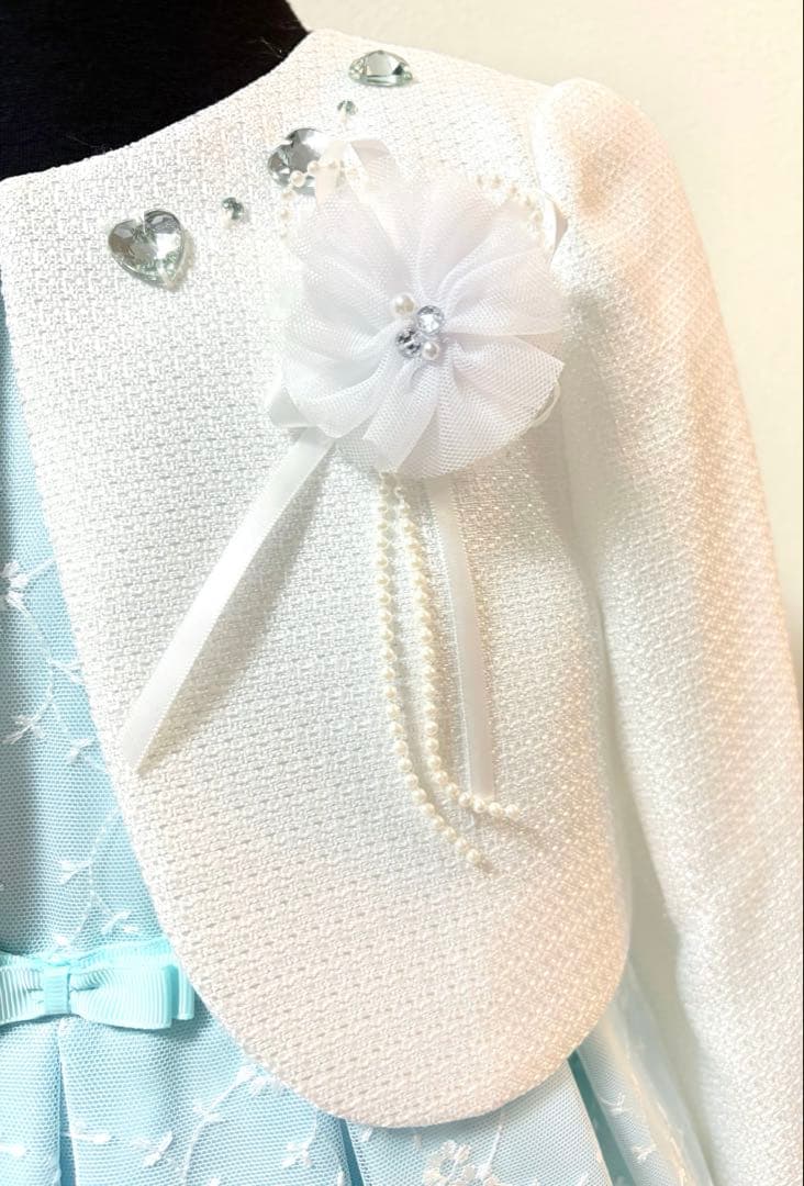 G17新品120ヒロミチナカノ女の子セレモニーアンサンブルワンピース白ボレロ入学